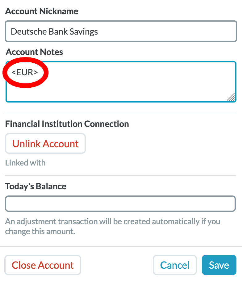 [account currency tag screenshot]
